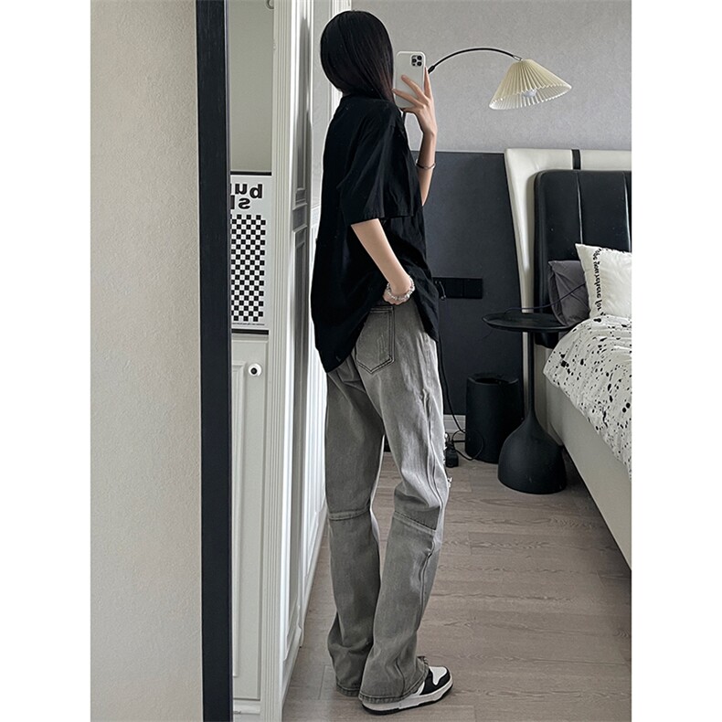 拉链ins美式高街hiphop直筒大码牛仔裤货号K667P65,男装牛仔裤,电商A063