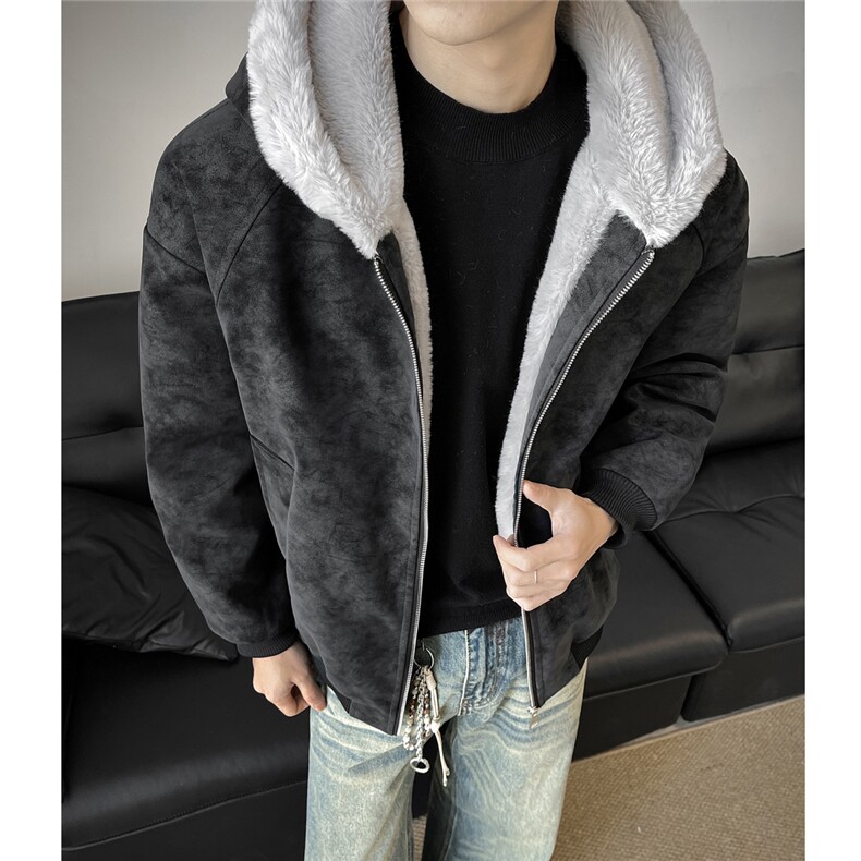 连帽座山雕pu皮棉服加绒皮毛领情侣装棉衣男装大码外套S529-特85，男装皮衣，电商A233-1