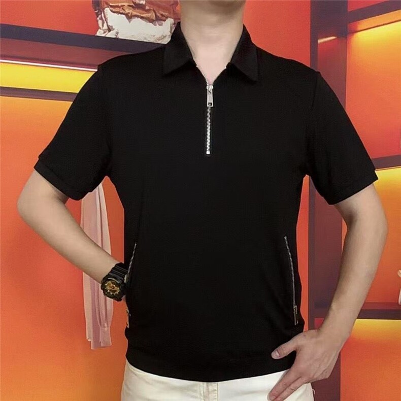 男士半拉链翻领夏现货潮流短袖t040-p,男装T恤,星座1602（原101B）