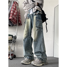 高街街头hiphop潮流设计工装牛仔裤百搭休闲裤N027-P55，男装牛仔裤，星座308B-2