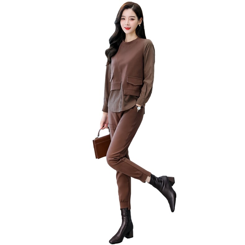时尚气质女装套装2025春季新款修身两件套高腰显瘦长裤两件套装,女装套装/套裙,灵力轩