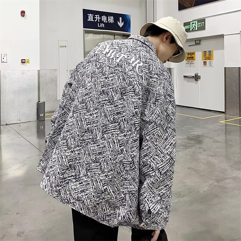 Y8094-P45扎染牛仔外套男秋季小香风休闲衣服春秋款潮牌宽松,男装工装外套,电商B323A