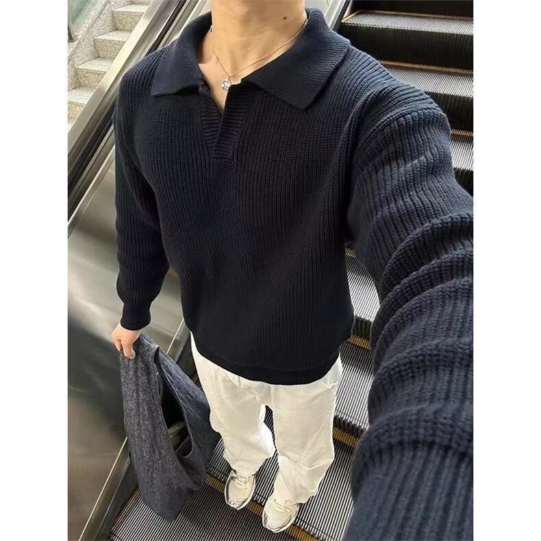 毛衣男秋冬美式复古套头针织衫cleanfit慵懒高级感外套MY5015图片