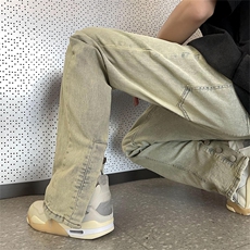 牛仔裤男韩版潮流高街帅气裤脚开衩2026夏季新款ins长裤RK318-P43，男装牛仔裤，星座412