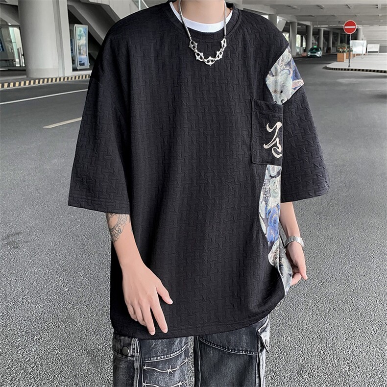 2024夏季美式潮牌五分袖上衣新中式潮短袖T恤男现货T1791-P32,男装T恤,星座512-4