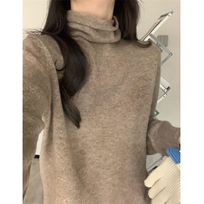 时尚卷边堆堆领2025年秋季，女装针织衫/毛衣，美杜莎羊绒