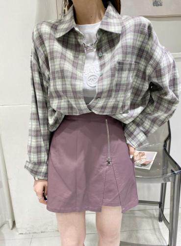 春，格子衬衣，女装，23