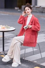 2025新款双面中长款羊毛大衣外套，女装毛呢外套，奕可儿