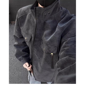 W9694-P85 网图现货 夹克立领工装外套高级感痞帅cleanfi机车皮衣图片