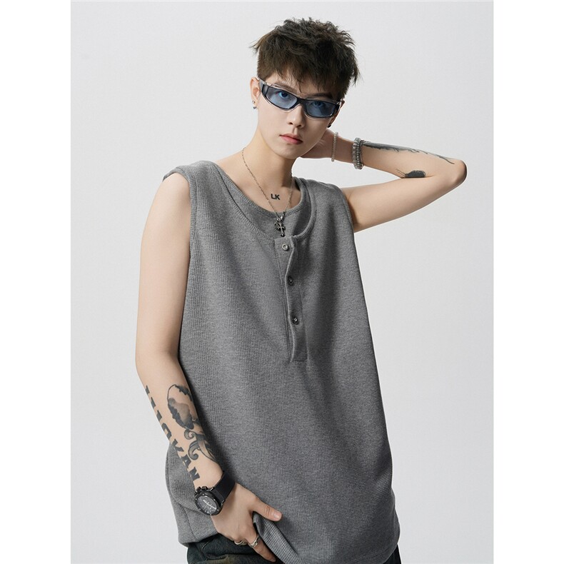 现货-原创-假两件背心休闲T恤宽松坎肩大码1016-1T345P32K59，男装背心/马甲，星座1016-1（原电商B408-1）