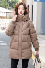 羽绒服女2024冬装新款女装韩版时尚中长款白鸭绒保暖外套，女装羽绒服，天丽