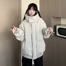 现货5W件冬季三防重磅boxy短款羽绒连帽PU皮棉衣外套防风加厚棉服，男装棉衣，电商A486