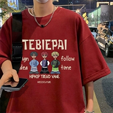 T789大码宽松纯棉运动圆领体恤衫oversize短袖T恤男重磅T，男装T恤，星座304A-1