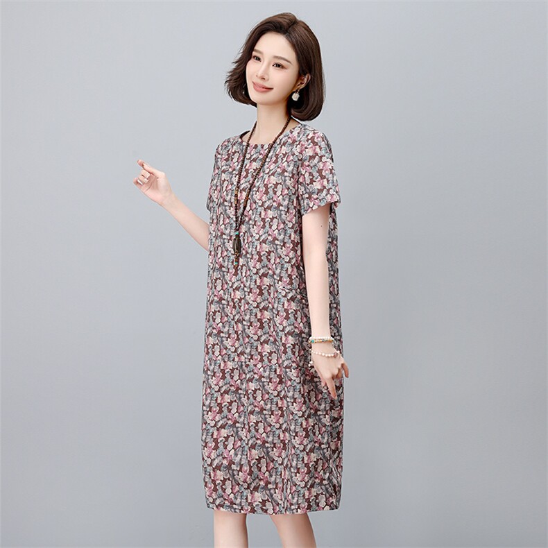 现货2025年夏季时尚减龄印花文艺优雅连衣裙,女装连衣裙,依恋蒂丝