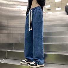 春季直筒宽松纯色休闲阔腿大码牛仔裤男KLY115特批40，男装牛仔裤，电商A042