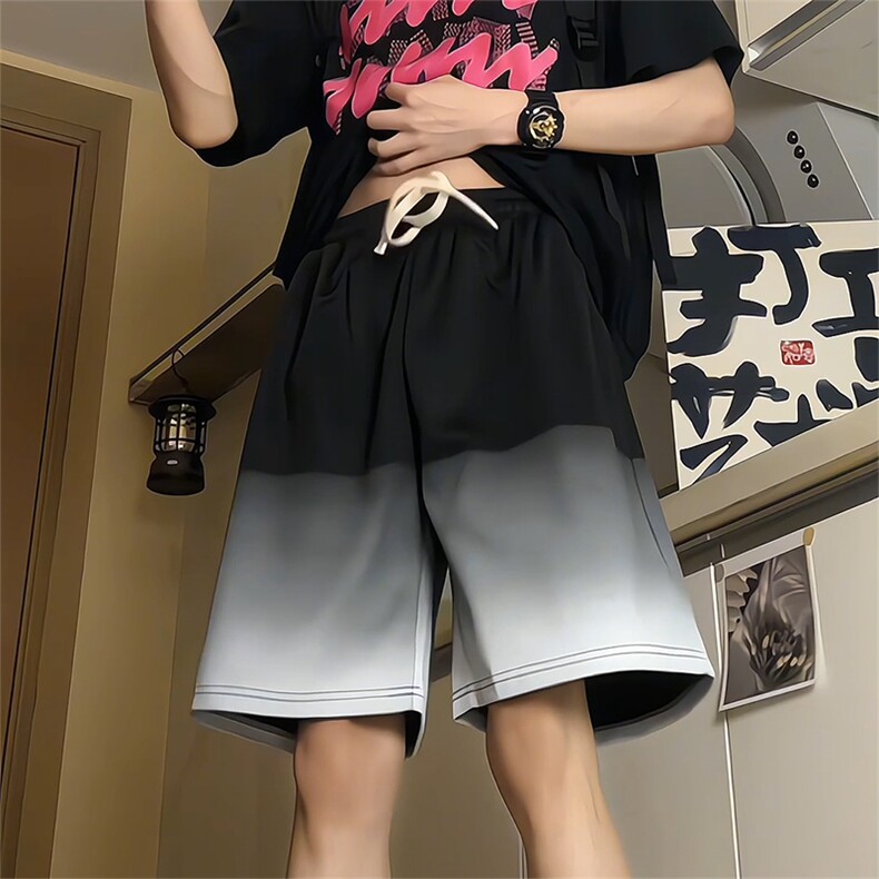 渐变运动短裤情侣宽松直筒五分裤A456特P30,男装牛仔裤,电商A309