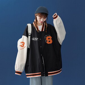中性风 2026秋季新款设计感字母印花棒球服夹克外套-G236P65控88-图片
