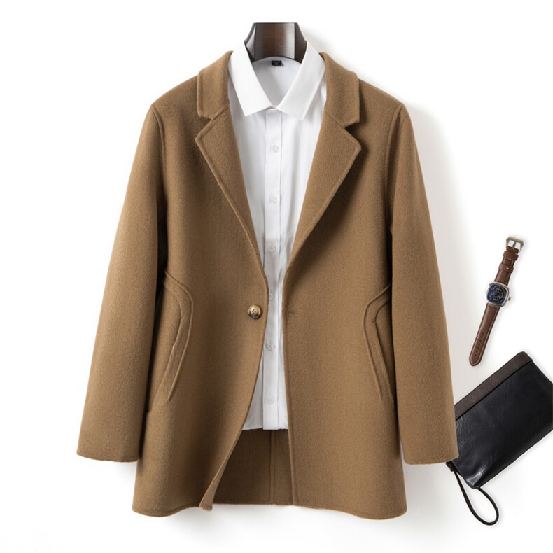 2025年秋季时尚百搭通勤简约休闲西装一粒扣宽松，男装毛呢大衣，宏展羊绒