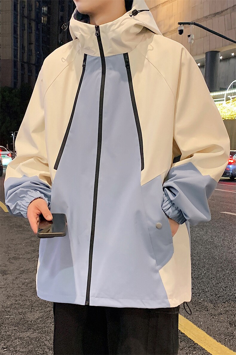 港风上衣拼接多拉链夹克宽松落肩拼色冲锋衣外套JK831P78,男装夹克,星座1204-3