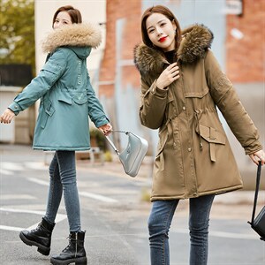 2022年冬季刺绣修身型中长款中长款连帽拉链,女装棉衣/棉服,贵人树