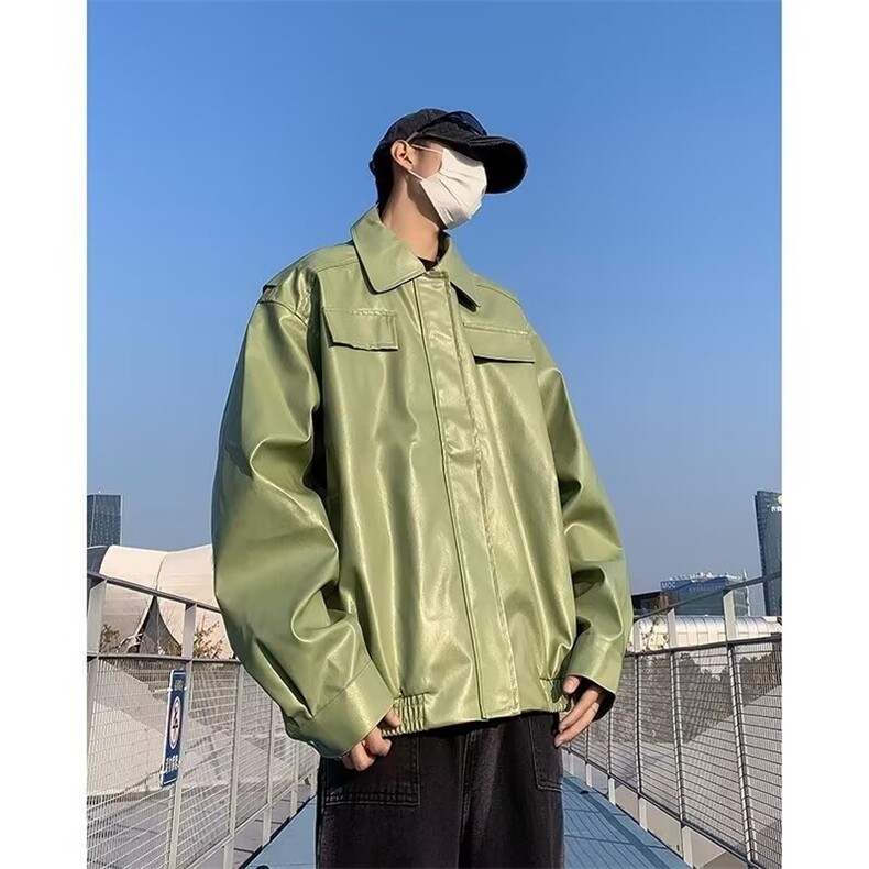 高街帅气皮衣男士韩版潮流口袋个性宽松2024秋冬ins外套W5964-P72，男装皮衣，星座412-2