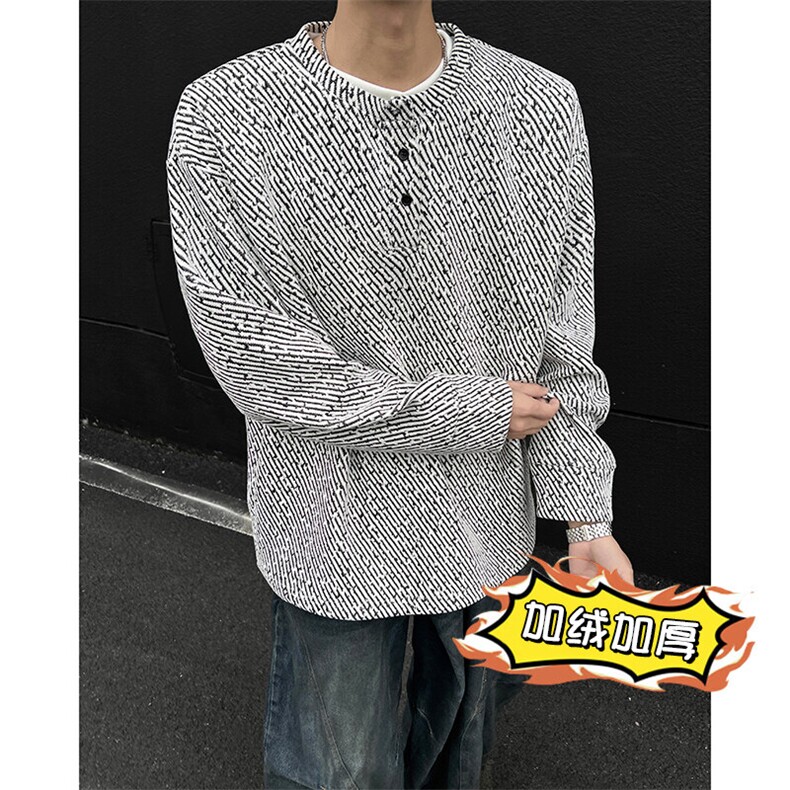 重磅秋冬提花加绒潮牌情侣长袖T恤卫衣TX502常规特P40加绒50,男装T恤,电商B220