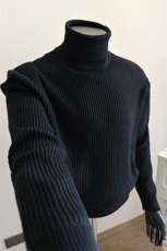 盗图假模条纹弹力打底针织衫高领毛衣W6006/P45降控卷后85，男装针织衫/毛衣，电商A243
