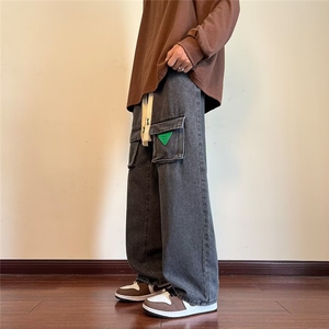 装牛仔裤男青少年小众设计感口袋港风ins宽松直筒XK8005-P47图片