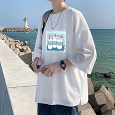Q11148-P30春夏季七分袖t恤男大码五分袖男短袖中袖，男装T恤，电商A040