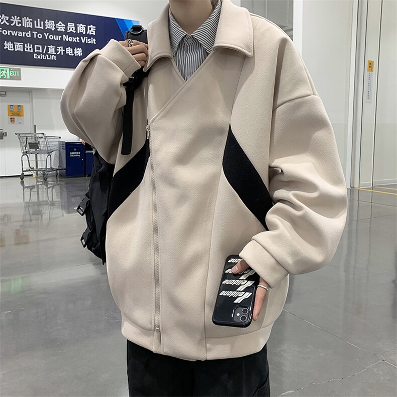 港风拼色工装外套男宽松立领夹克潮牌ins痞帅休闲上衣JK07716-P70,男装夹克,星座308B-1