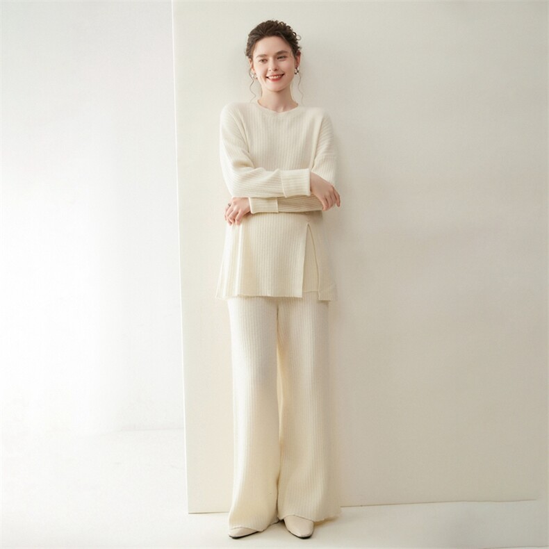 通勤圆领山羊绒针织衫女套头简约长袖高端毛衣秋冬新款穿搭上衣，女装套装/套裙，纳丰羊绒