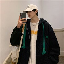 电商DSA028-WY22W502P70港风华夫格厚外套男潮流连帽卫衣夹克，男装夹克，电商A028