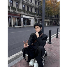 现货自制TWOWUS不对称高级感翻领小西装新中式休闲西服，男装西服，星座910A