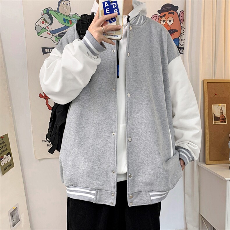 Y0901P30室内港风2024秋季棒球领休闲拼色青年外套卫衣开衫,男装卫衣,电商A026-1