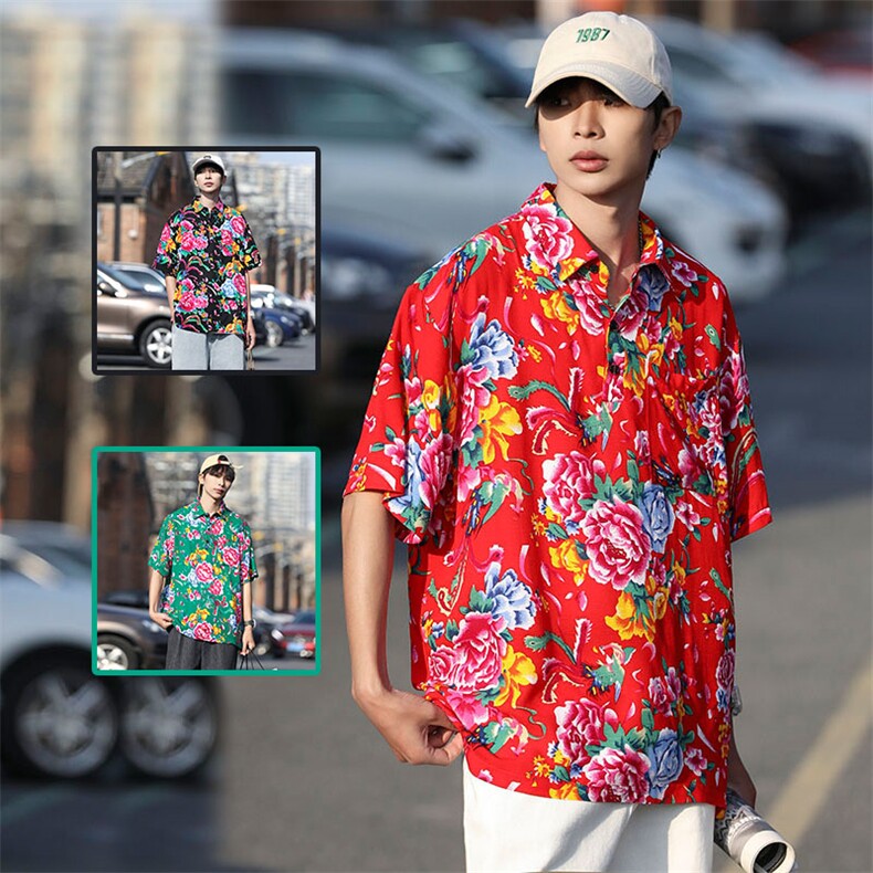 P01中性男女休闲大码花衣服polo衫宽松透气东北大花风团队服,男装Polo衫,星座115A(原星座507）