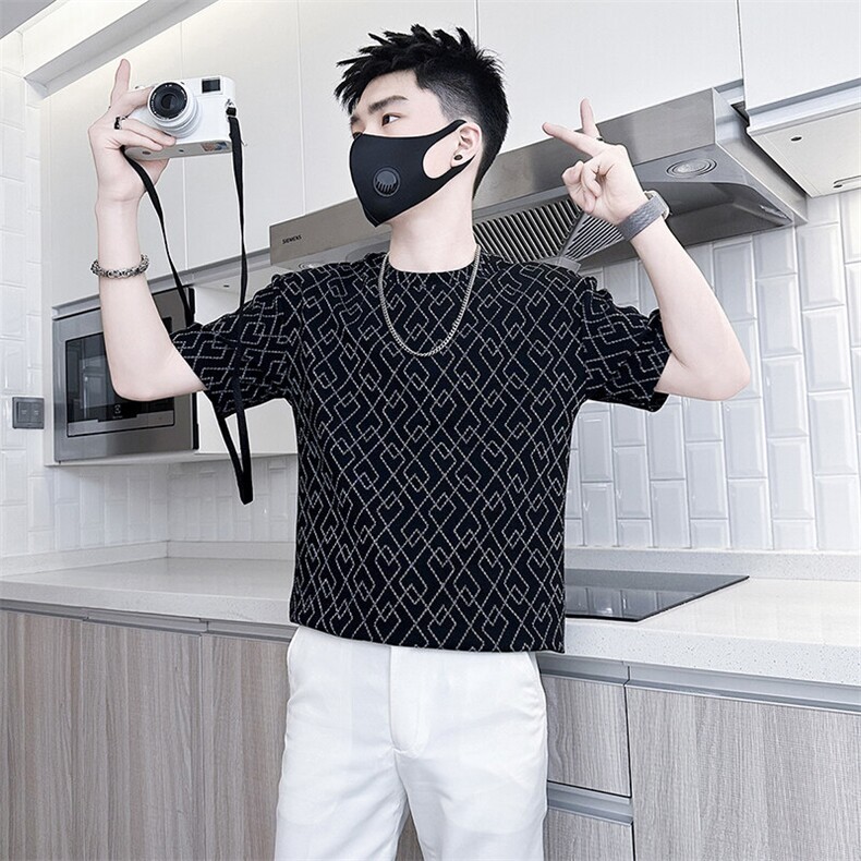 短袖T恤男网红痞帅炸街半袖衣服社会小伙301C-DT81-P48控68,男装T恤,星座301C（原B323）
