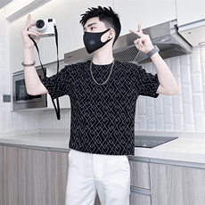 短袖T恤男网红痞帅炸街半袖衣服社会小伙301C-DT81-P48控68，男装T恤，星座301C（原B323）