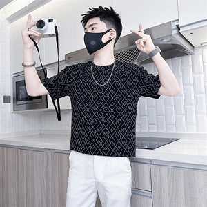 短袖T恤男网红痞帅炸街半袖衣服社会小伙301C-DT81-P48控68图片