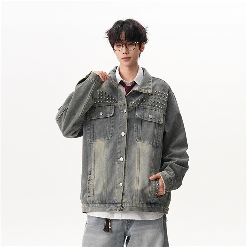 【现货】XZ1218(原611-3) WT8644 特价P65 美式个性铆钉牛仔外套图片