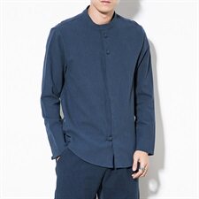 2021春秋季新款男装风大码盘扣衬衣唐装棉麻衬衫C02白墙，男装衬衫，电商B277(原6028)