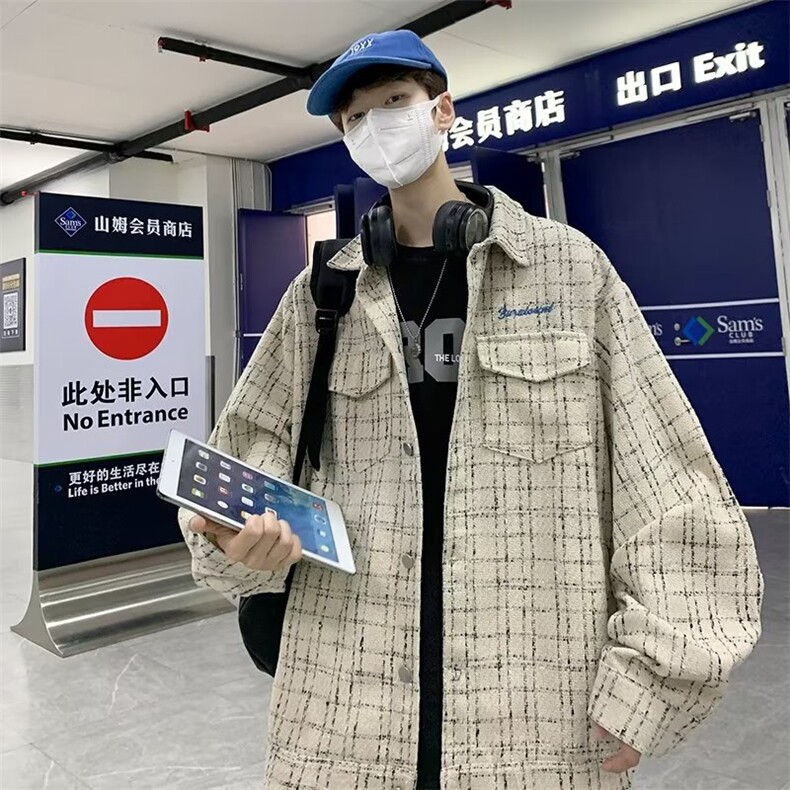 小香风衬衫外套男春季潮流高街翻领刺绣夹克MJ121P55,男装夹克,星座1116-2