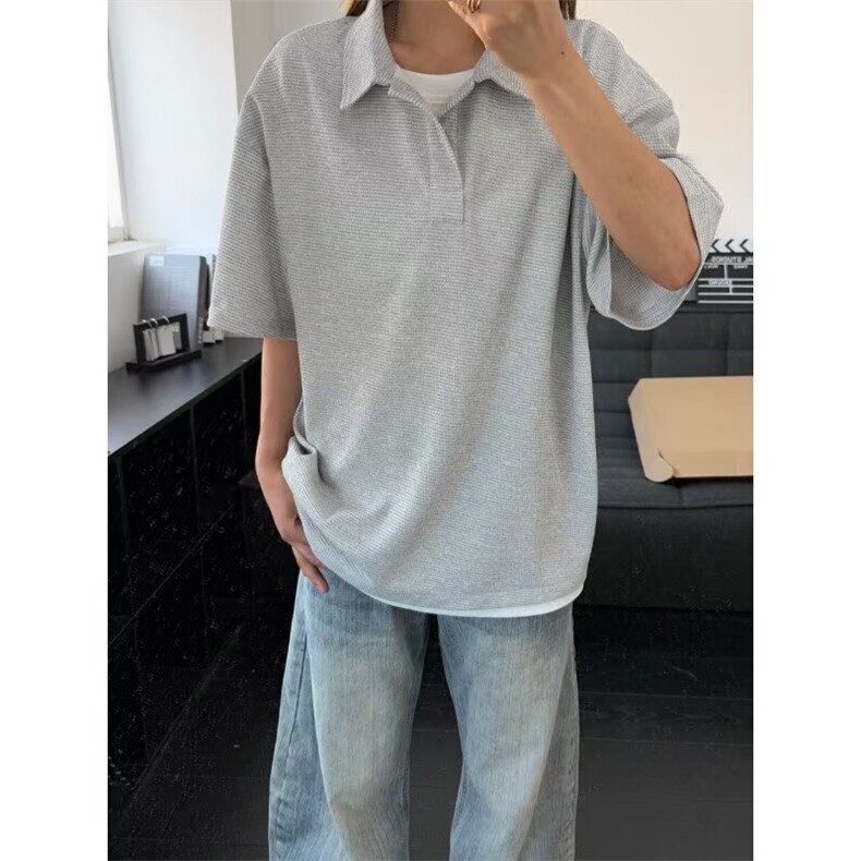 华夫格假两件polo衫短袖男夏季半袖美式美式正肩CDA21-P38,男装T恤,星座208-5
