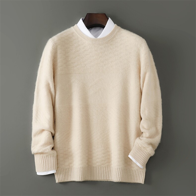 2025百搭时尚简约圆领套头纯色羊毛衫，男装羊毛衫，千国羊绒