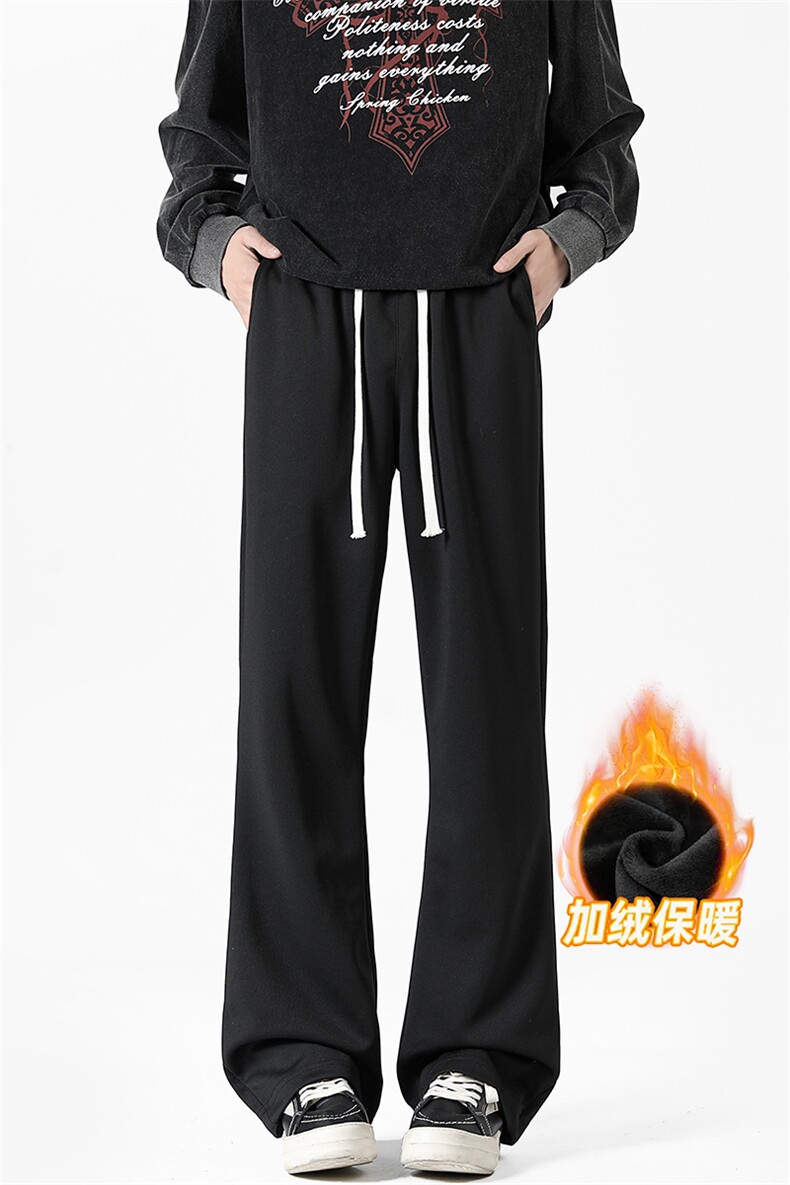 秋冬季垂感显瘦加绒保暖微喇斜切弯刀百搭潮时尚休闲裤25109-P39,男装棉衣,电商B306