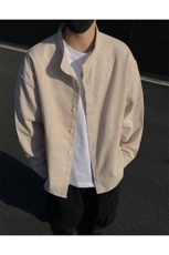 2025春季新款立领衬衣条纹长袖衬衫F6602特P45控68，男装衬衫，电商A309