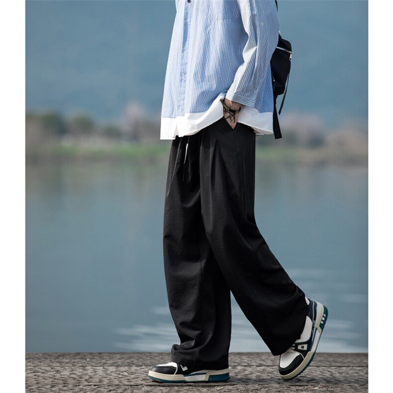 2025春夏新款潮牌垂感西裤百搭直筒阔腿休闲长裤男2532-P40控59,男装休闲裤,电商C305A