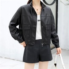 新款时尚PU皮衣，女装皮衣，艾慕缇(1F)