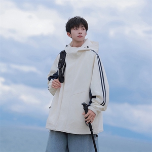 815A-MJ78322-75特 春秋装新品条纹户外登山服三防冲锋衣外套男模图片