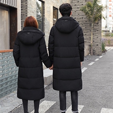 主推！韩版情侣装90绒羽绒服过膝长款男加厚大码情侣外套，男装羽绒服，钱塘723