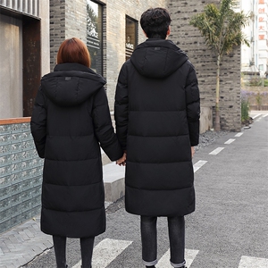 主推！韩版情侣装90绒羽绒服过膝长款男加厚大码情侣外套图片